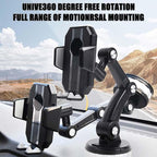 Car Phone Holder Strong Suction Adjustable Mount 360° Rotation Black