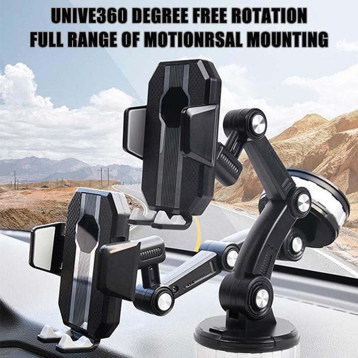 Car Phone Holder Strong Suction Adjustable Mount 360° Rotation Black