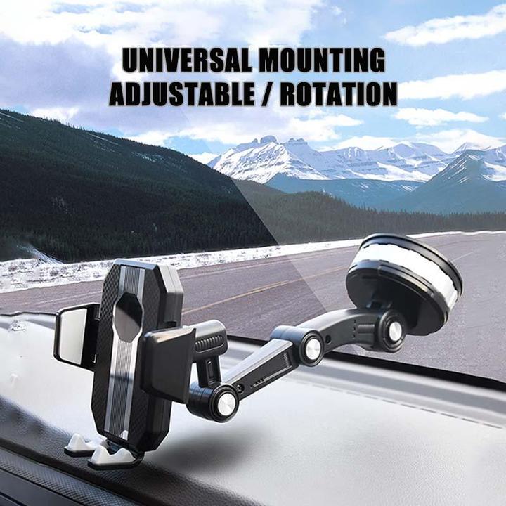 Car Phone Holder Strong Suction Adjustable Mount 360° Rotation Black