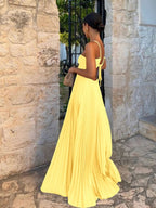 Alondra | Elegant Pleated Maxi Dress for Women Open Back