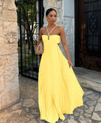 Alondra | Elegant Pleated Maxi Dress for Women Open Back