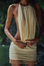 Alora | Elegant Pleated Mini Dress for Women Open Back