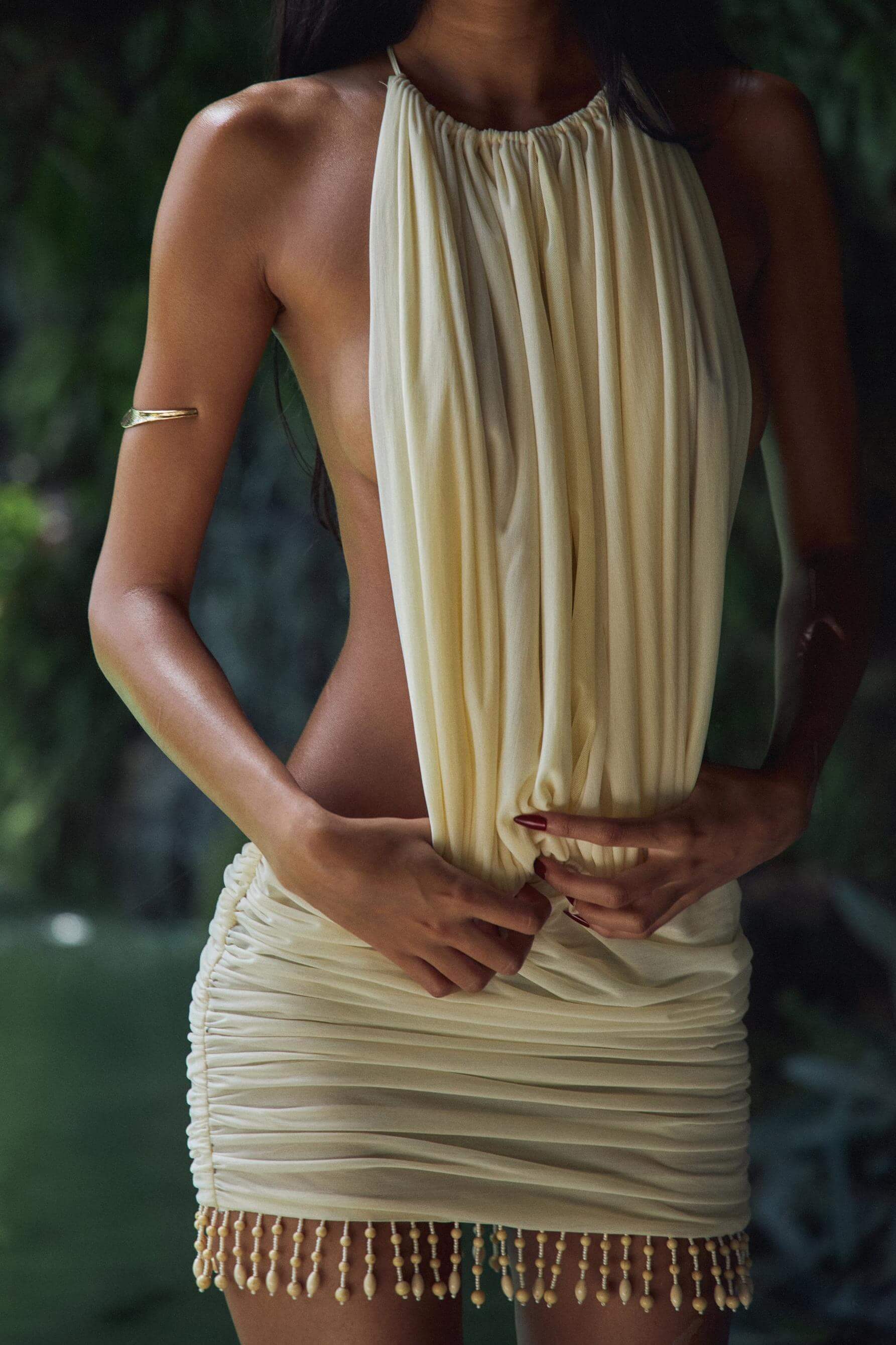 Alora | Elegant Pleated Mini Dress for Women Open Back
