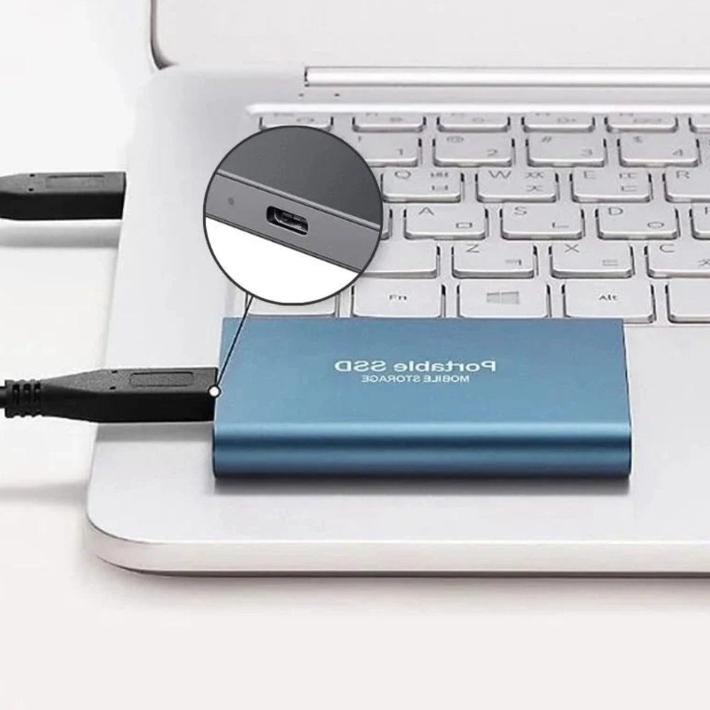 Portable SSD USB-C External Drive 128GB Aluminum Shockproof Solid State Drive 1050MB/s