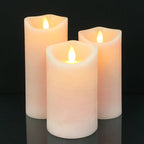 LED Rustic LED Candle Set 3 Pieces 10/12.5/15 cm with 3D Flame Remote Timer Various Colors