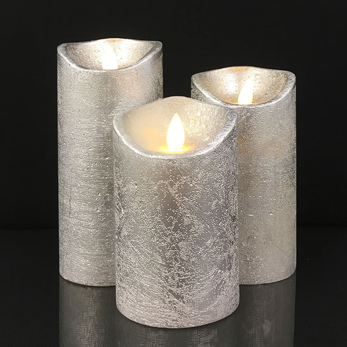 LED Rustic LED Candle Set 3 Pieces 10/12.5/15 cm with 3D Flame Remote Timer Various Colors