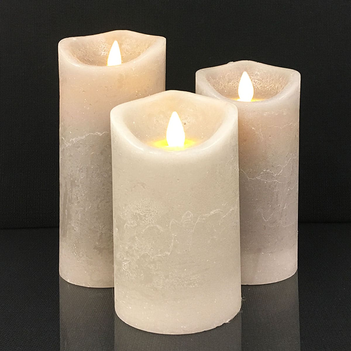 LED Rustic LED Candle Set 3 Pieces 10/12.5/15 cm with 3D Flame Remote Timer Various Colors