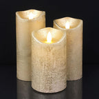 LED Rustic LED Candle Set 3 Pieces 10/12.5/15 cm with 3D Flame Remote Timer Various Colors