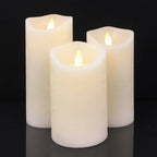 LED Rustic LED Candle Set 3 Pieces 10/12.5/15 cm with 3D Flame Remote Timer Various Colors
