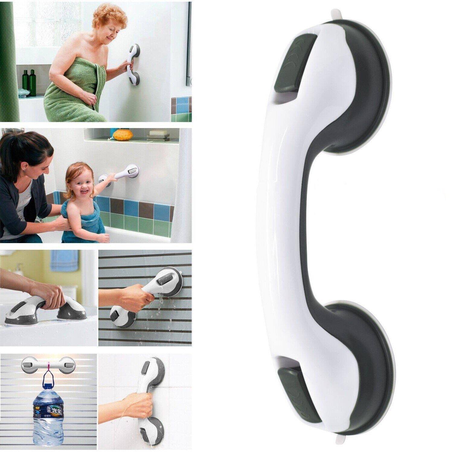 Harrow SecureGrip Non-Slip Bath and Shower Handrail Grab Bar with Suction Cups 29cm