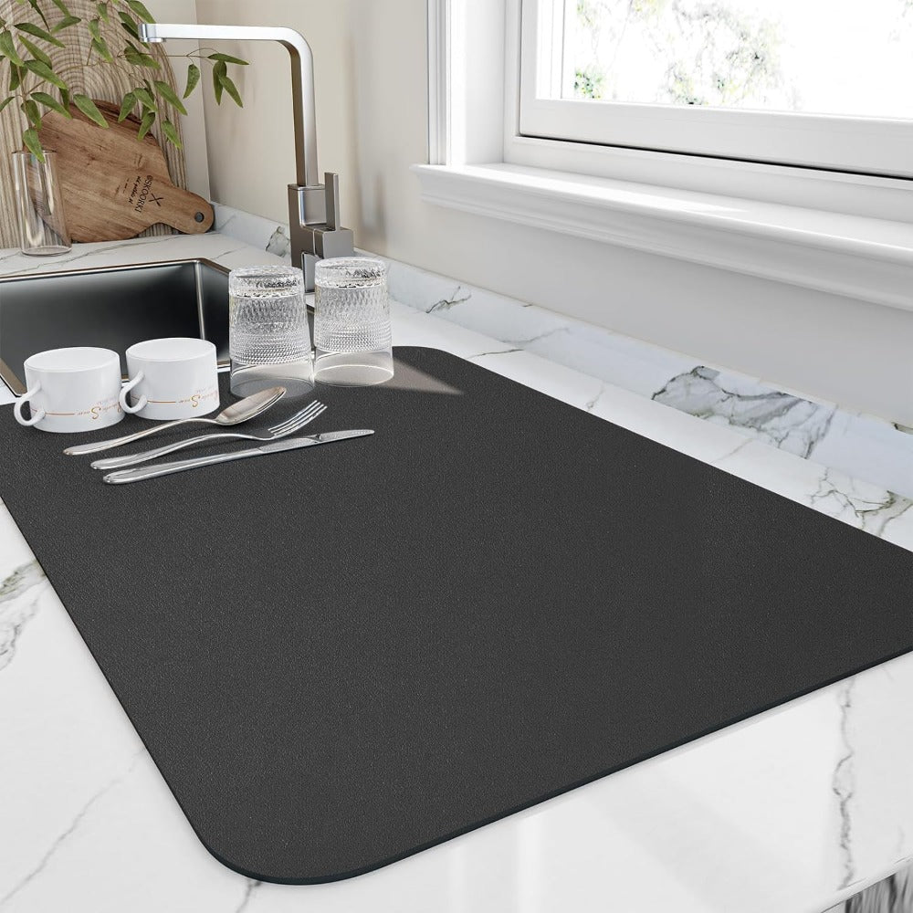 Quick-Dry Dish Drying Mat Soft Diatomite Super Absorbent Compact Kitchen Counter Mat