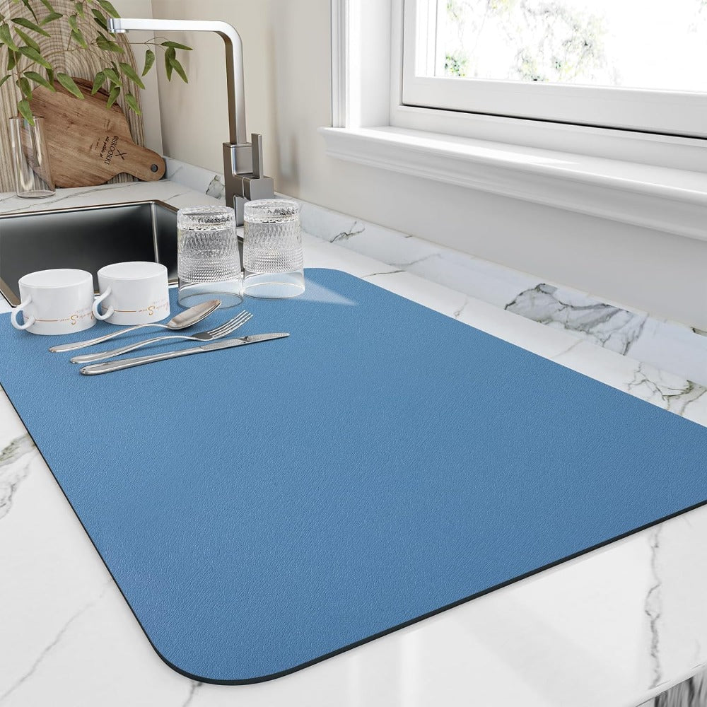 Quick-Dry Dish Drying Mat Soft Diatomite Super Absorbent Compact Kitchen Counter Mat