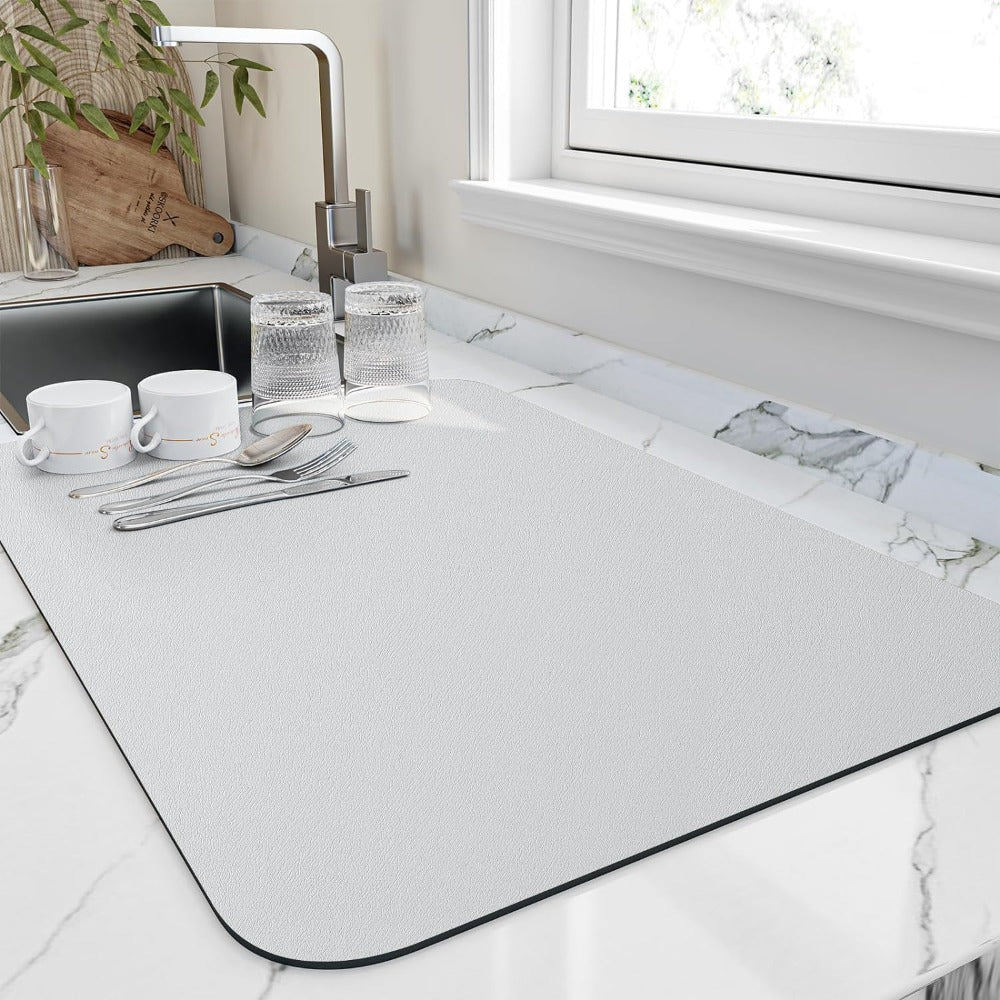 Quick-Dry Dish Drying Mat Soft Diatomite Super Absorbent Compact Kitchen Counter Mat