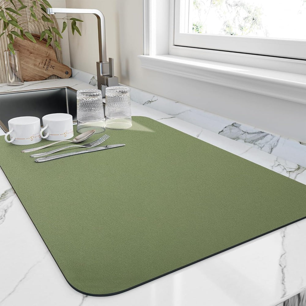 Quick-Dry Dish Drying Mat Soft Diatomite Super Absorbent Compact Kitchen Counter Mat