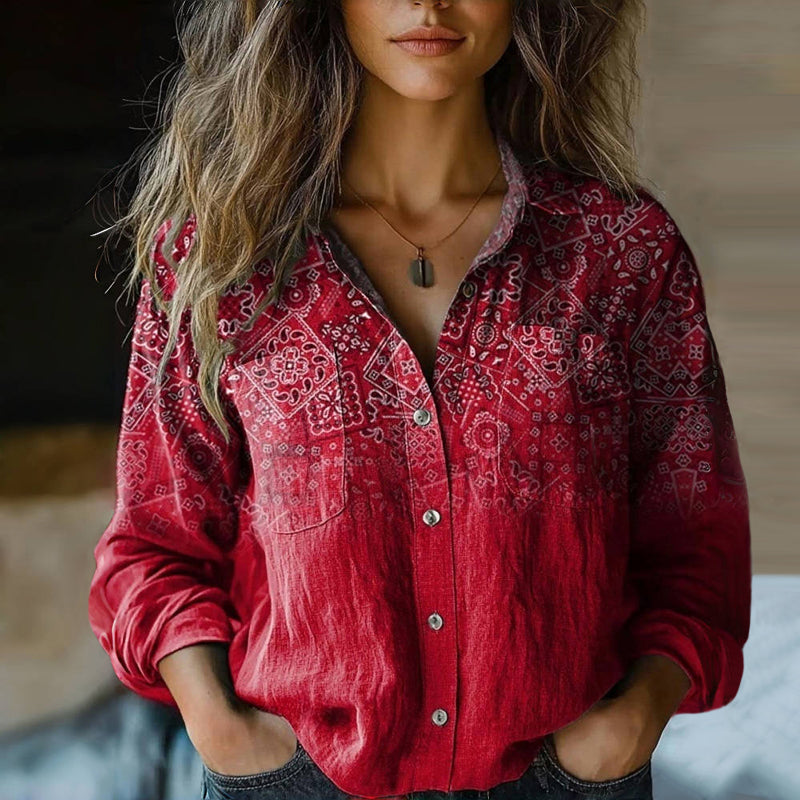 Harrow Rebecca floral linen blouse for women, featuring a lightweight bohemian design perfect for summer wear.