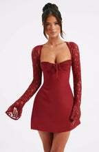 Zelena | Elegant Lace Cocktail Mini Dress for Women