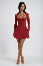 Zelena | Elegant Lace Cocktail Mini Dress for Women