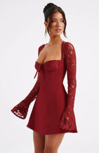 Zelena | Elegant Lace Cocktail Mini Dress for Women