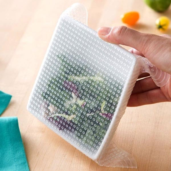 Reusable Silicone Food Wrap Set of 4 BPA-Free Food Storage Covers Airtight Eco-Friendly Kitchen Wraps