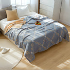 Reversible Botanical Vine Blanket 100% Cotton Lightweight Summer Throw Soft Breathable