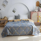 Reversible Botanical Vine Blanket 100% Cotton Lightweight Summer Throw Soft Breathable