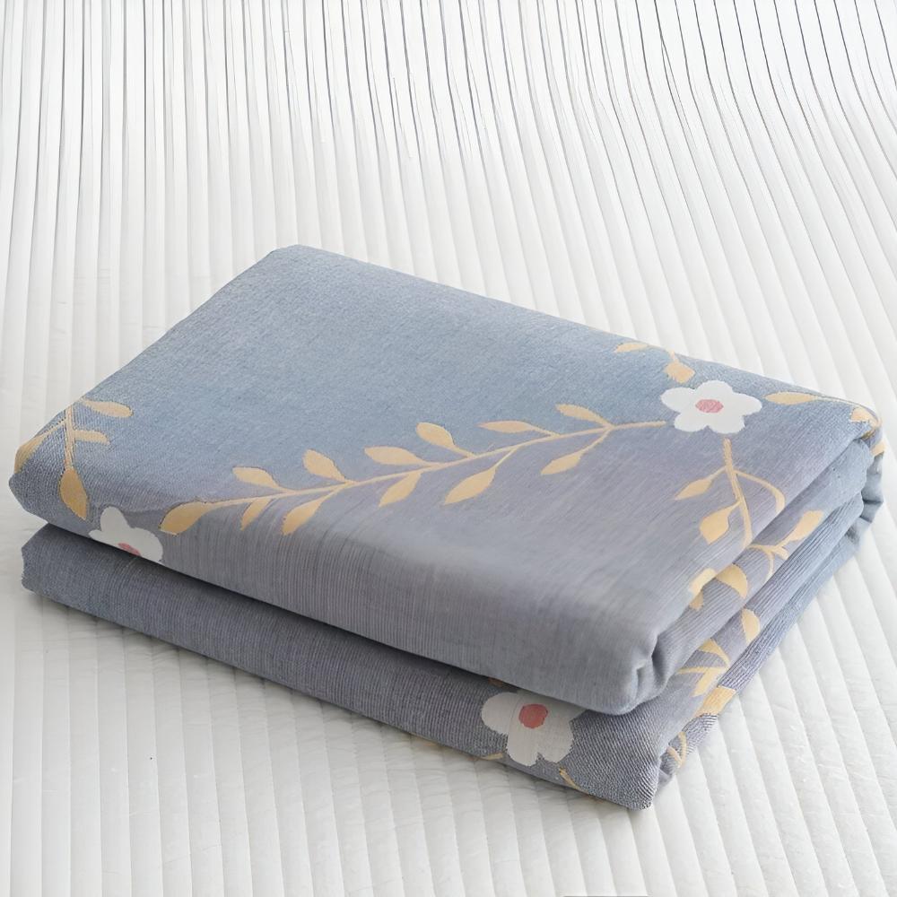 Reversible Botanical Vine Blanket 100% Cotton Lightweight Summer Throw Soft Breathable