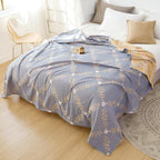 Reversible Botanical Vine Blanket 100% Cotton Lightweight Summer Throw