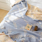Reversible Botanical Vine Blanket 100% Cotton Lightweight Summer Throw