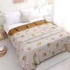 Reversible Cotton Blanket 79x90.5 Inches Vintage Floral Embroidery Tassel Fringe