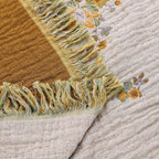 Reversible Cotton Blanket 79x90.5 Inches Vintage Floral Embroidery Tassel Fringe