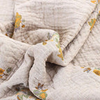 Reversible Cotton Blanket 79x90.5 Inches Vintage Floral Embroidery Tassel Fringe