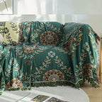 Sunfern Reversible Cotton Blanket Vintage Floral Design 59x79 Inches Cozy Throw