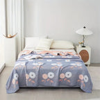 Reversible Cotton Floral Blanket Lightweight All-Season Throw for Bed Sofa Travel