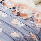Reversible Cotton Floral Blanket Lightweight All-Season Throw for Bed Sofa Travel
