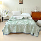 Reversible Cotton Gauze Blanket Soft Breathable Floral Design Year-Round Comfort 59x79 to 79x90.5 inches