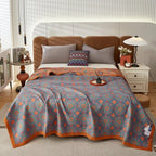 Reversible Cotton Summer Blanket Lightweight Breathable Queen Size Double-Sided Design