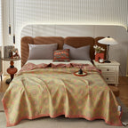 Reversible Cotton Summer Blanket Lightweight Breathable Queen Size Double-Sided Design