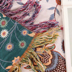 Liora Vintage Reversible Cotton Blanket Floral Pattern Soft All-Season Throw