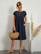 Harrow Robin casual summer dress for women with pockets, lightweight and comfortable for warm weather, shown in a relaxed fit.