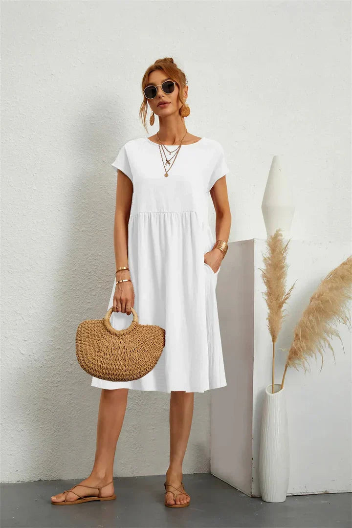 Harrow Robin casual summer dress for women with pockets, lightweight fabric, and a relaxed fit perfect for warm weather.