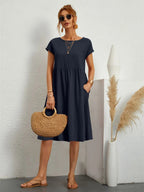 Harrow Robin casual summer dress for women with pockets, lightweight fabric, and a relaxed fit perfect for warm weather.