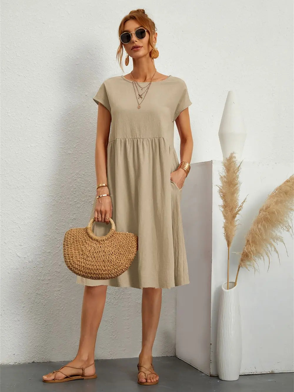 Harbor Robin casual summer dress for women with pockets, lightweight fabric, and a relaxed fit perfect for warm weather.