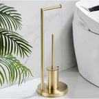 Functional Toilet Paper Holder with Integrated Brush Space-Saving Compact Bathroom Accessory