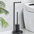 Functional Toilet Paper Holder with Integrated Brush Space-Saving Compact Bathroom Accessory