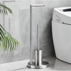 Functional Toilet Paper Holder with Integrated Brush Space-Saving Compact Bathroom Accessory