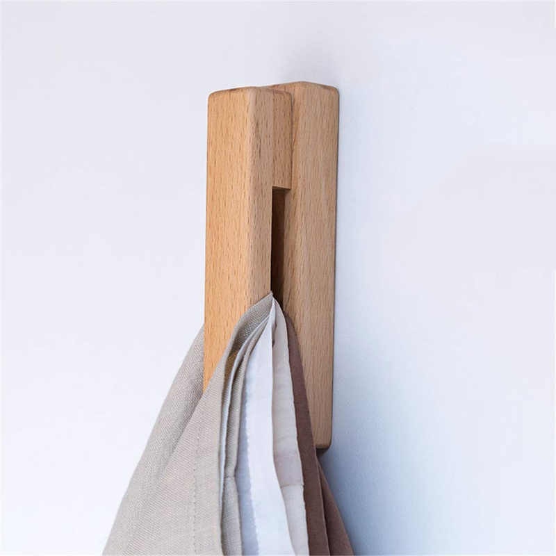 Harrow Nordic Wooden Towel Holder Wall Hooks with Glass Ball Rolling Grip Beech Walnut Oak