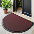 Non-Slip Semi Circle Doormat Cotton-Poly Blend Durable Outdoor Front Door Mat