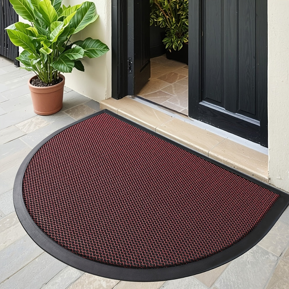 Non-Slip Semi Circle Doormat Cotton-Poly Blend Durable Outdoor Front Door Mat