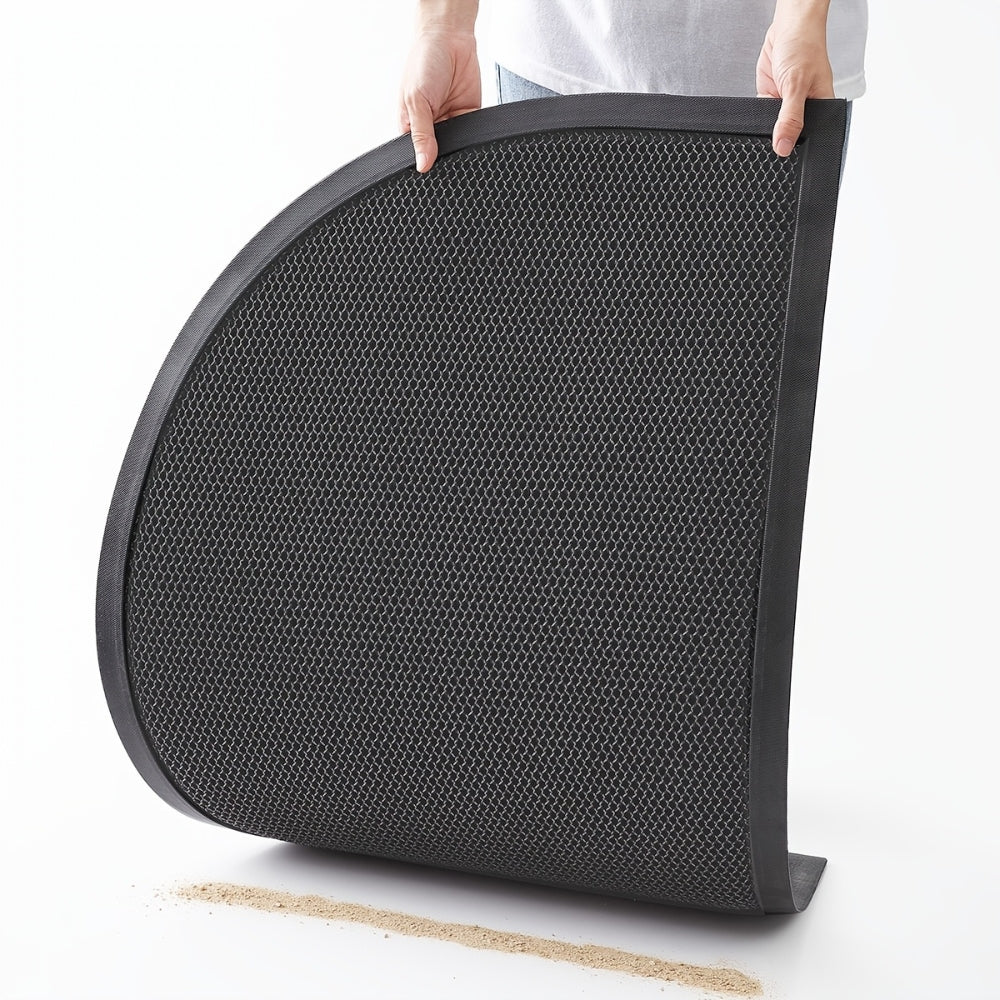 Non-Slip Semi Circle Doormat Cotton-Poly Blend Durable Outdoor Front Door Mat