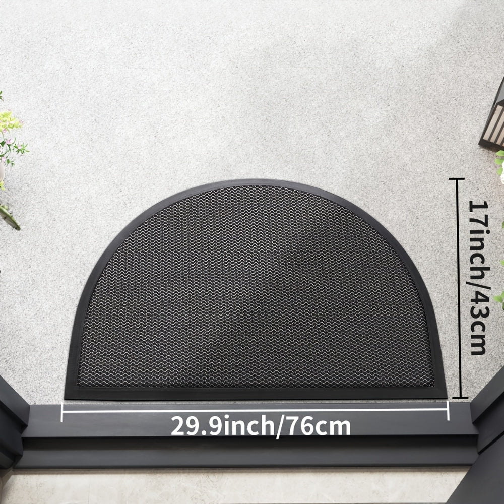 Non-Slip Semi Circle Doormat Cotton-Poly Blend Durable Outdoor Front Door Mat